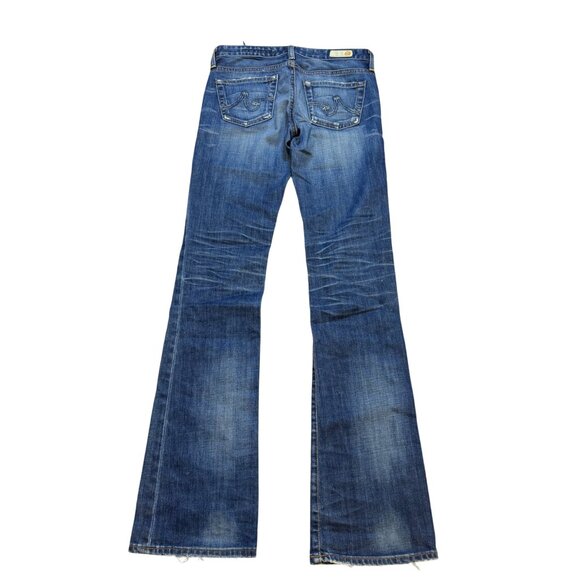 Y2K Adriano Goldschmied Angel Low Rise Boot Cut Denim Jeans Distressed Blue Wash - Picture 2 of 7
